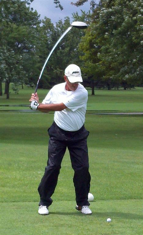 Ron "Slugger" Marande our Member Match Play Champion holds that angle well while driving his tee shot down the center of the fairway.